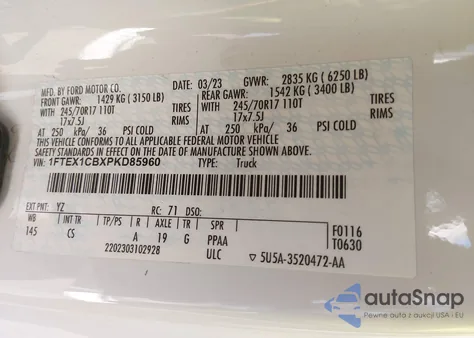 2023 Ford F-150 Xl from USA, damaged, VIN 1FTEX1CBXPKD85960